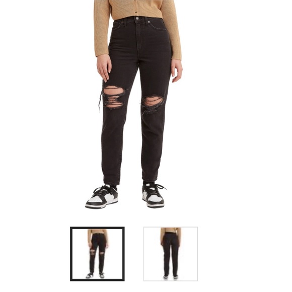 Levi's Women's High Rise Tapered Leg Mom Jeans - Black 30-29 - Picture 7 of 12